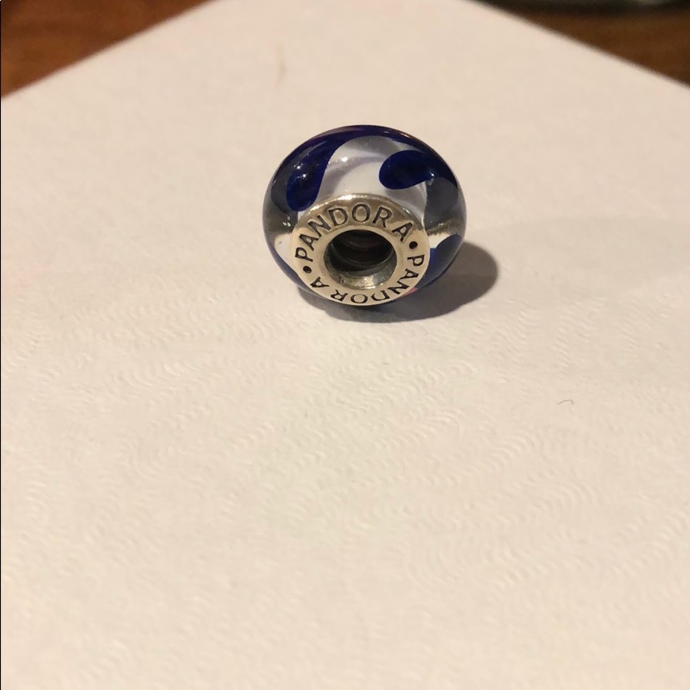 Pandora charm sapphire silver murano glass